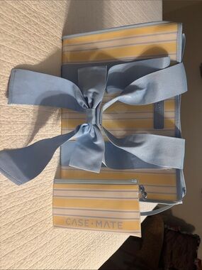 case-mate Striped Tote with Bow in Yellow and Light Blue